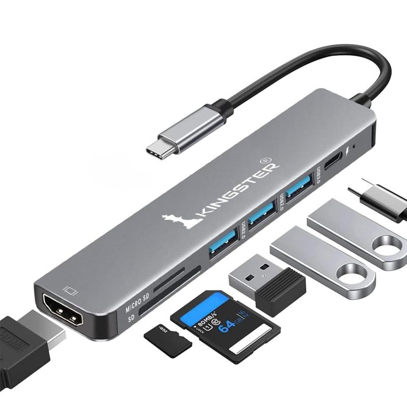 KINGSTER® 7-in-1 Multiport USB-C Workstation Dock (4K HDMI, 100W PD)