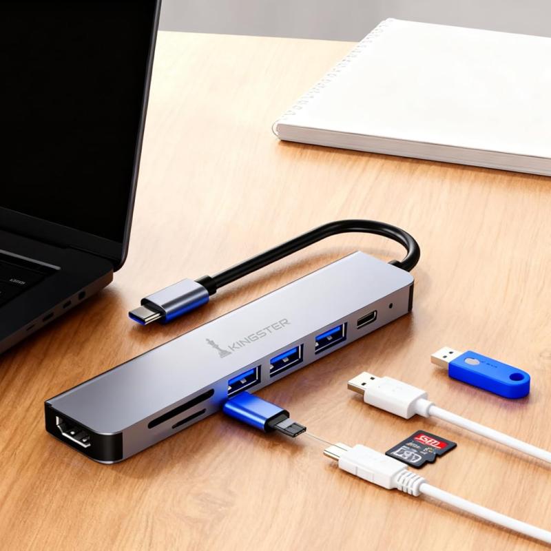 KINGSTER® 7-in-1 Multiport USB-C Workstation Dock (4K HDMI, 100W PD)