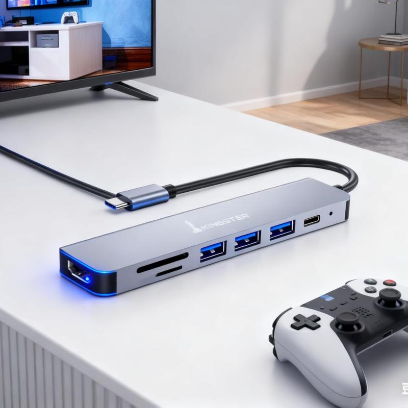 KINGSTER® 7-in-1 Multiport USB-C Workstation Dock (4K HDMI, 100W PD)