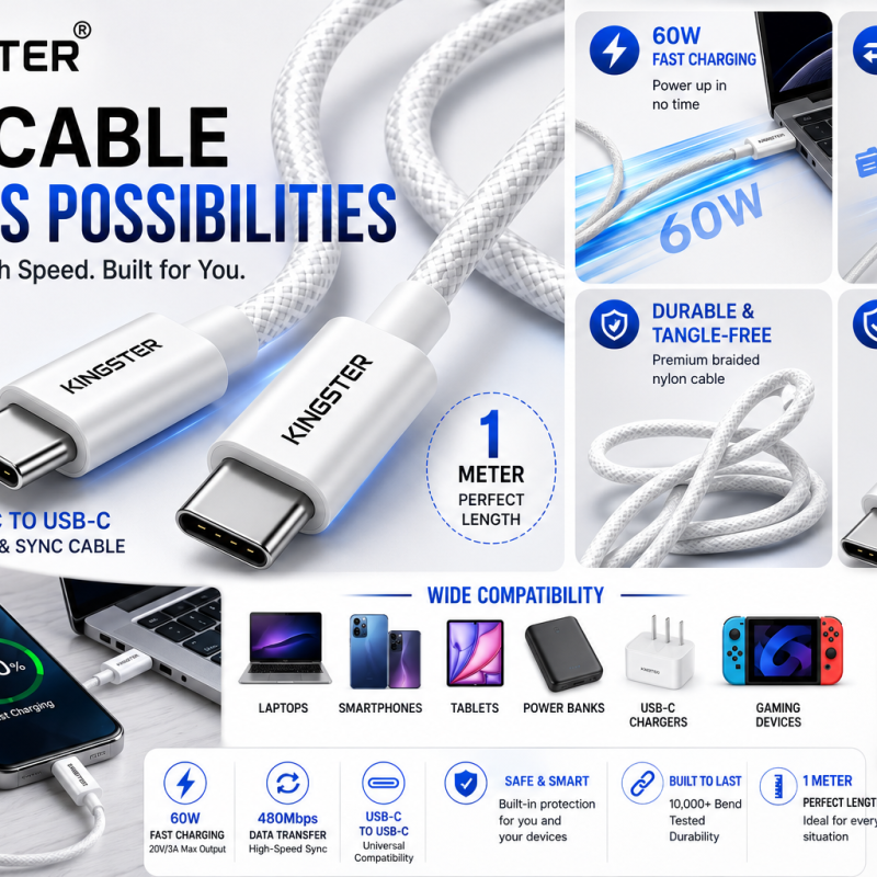 KINGSTER 60W Type C to Type C Cable