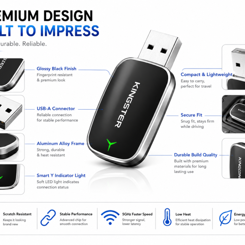 KINGSTER 2-in-1 Wireless CarPlay Adapter & Android Auto Adapter