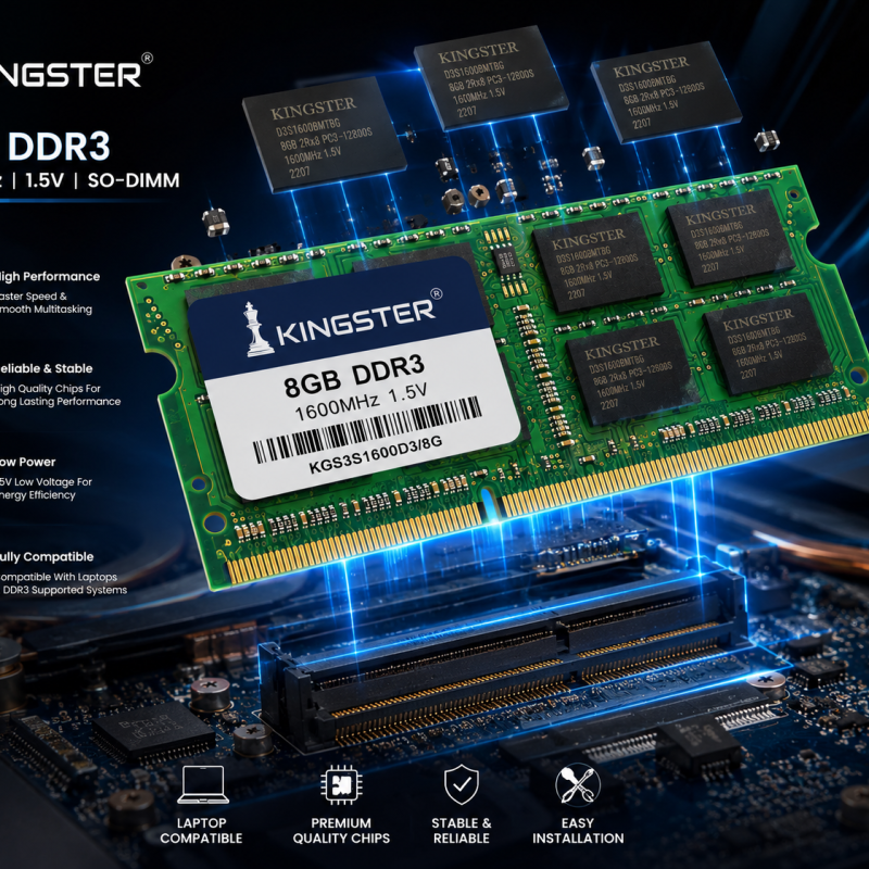 KINGSTER® High-Performance Laptop RAM DDR3 8GB (1600MHz Low-Voltage)