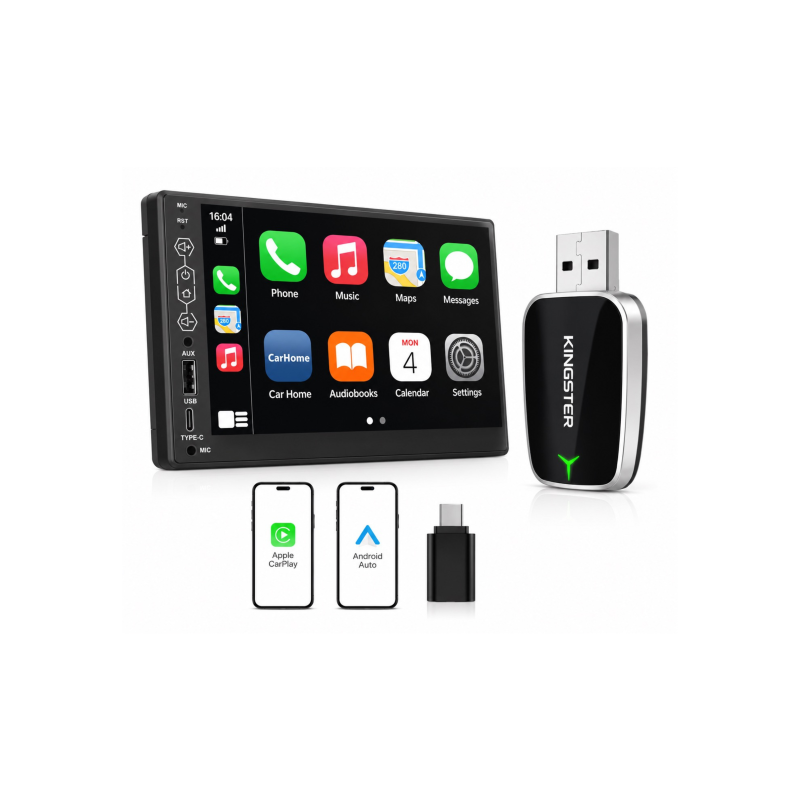 KINGSTER 2-in-1 Wireless CarPlay Adapter & Android Auto Adapter